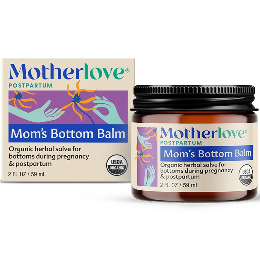 Motherlove Moms Bottom Balm (2 oz) Organisk Herbal Salve w/Witch Hazel för Bottoms Under Graviditet & Postpartum - Icke-GMO Skuld