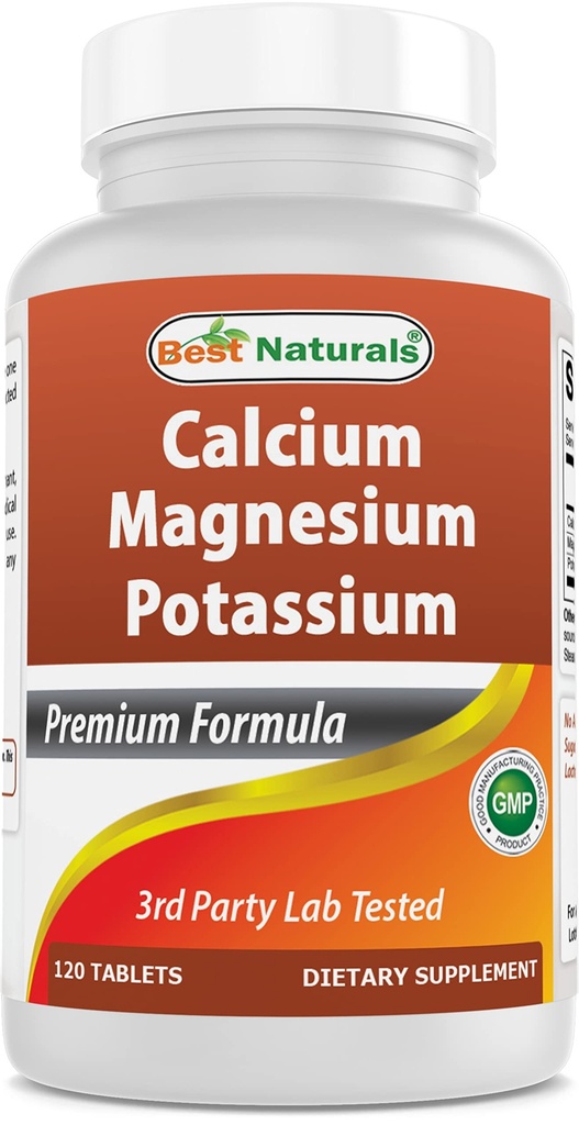 Best Naturals Kalsium Magnesium Kalium - 120 tablettia - ei-GMO & gluteeniton