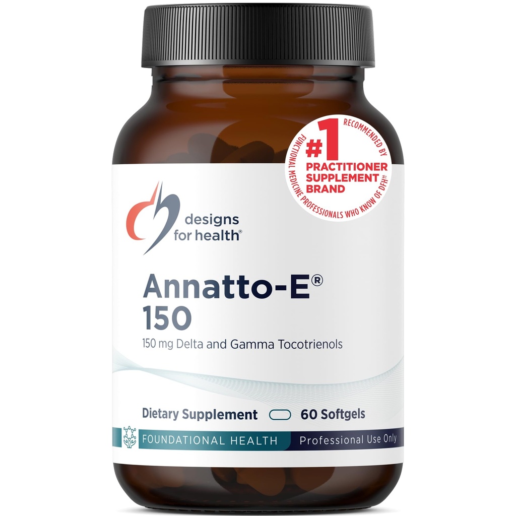 Designs for Health Annatto-E 150mg Tocotrienols - DeltaGold Vitamin E Complex Supplement med Delta + Gamma Tocotrienols - Cardiovascular, Healthy Aging + Antioxidant Support - Non-GMO (60 Softgels)