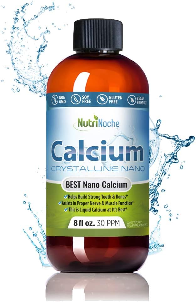 NutriNoche Liquid Calcium Supplement - 99.99% Ultra Pure Crystalline Nano Kalsium naisille, miehille ja lapsille - Kalsium Sitraatin vaihtoehto - Absorboitu solutasolla Sublingually - 30 ppm