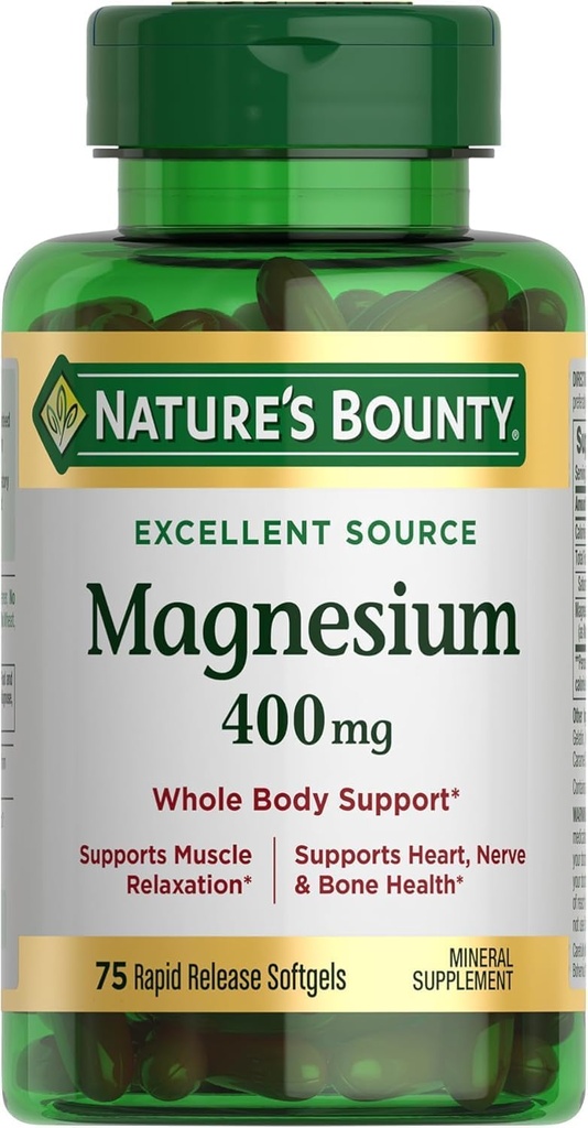 Luonnon Bounty Magnesium 400 mg, Softgels, 75 ea - 2kpl