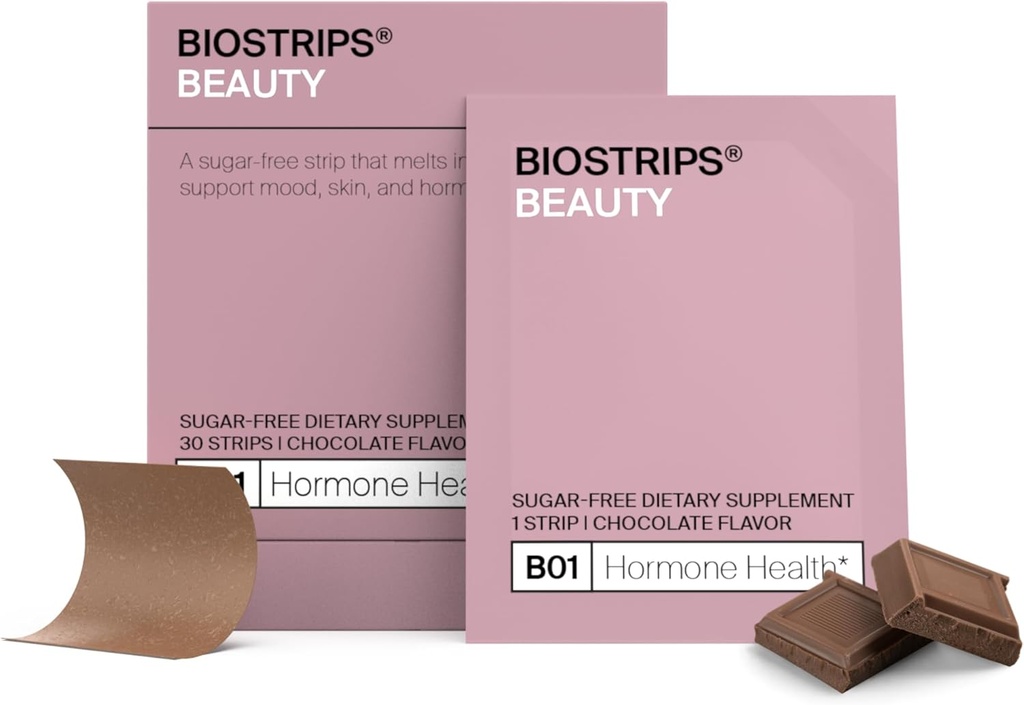 BIOSTRIPS® Hormoni terveys nauhat naisille sokeriton päivittäin Hormoni tasapaino Vitex, Maca, Ginseng, Suntheanine® PMS Tuki, Hormonaalinen akne, perimenopaussi täydentää naiset Vegan, 30 Ct