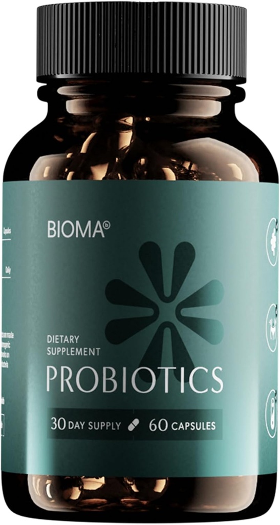 BIOMA Probiootit painonhallintaan ja digestiiviseen terveyteen, 3 in 1 Gut Health Probiootit ja prebiootit / Postbiootit, hidas julkaisu Synbiootti Probiootit kapselit Gut Health Multi Enzyme (60 Caps)