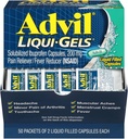 Advil Liqui-Gels Pain Reliever/Fever Reducer, Solubilized Ibuprofeeni 200 mg, 2/Packet, 50 Packets/Box (016902)