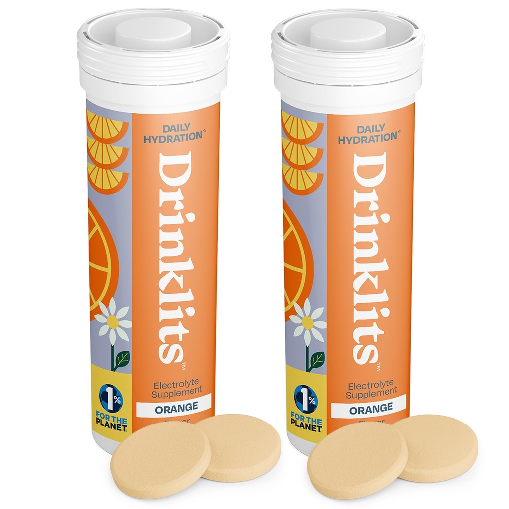 Drinklits Orange Daily Hydration Tabletit (2) Putki Bundle ... Essential Electrolytes... 0g Sokeria...