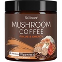 Mushroom Coffee, 6 Adaptogenic Mushrooms med Lion's Mane, Cordyceps, Turkiet Tail & More, Instant Mushroom Coffee för fokus, energi, immun & Digestion Support