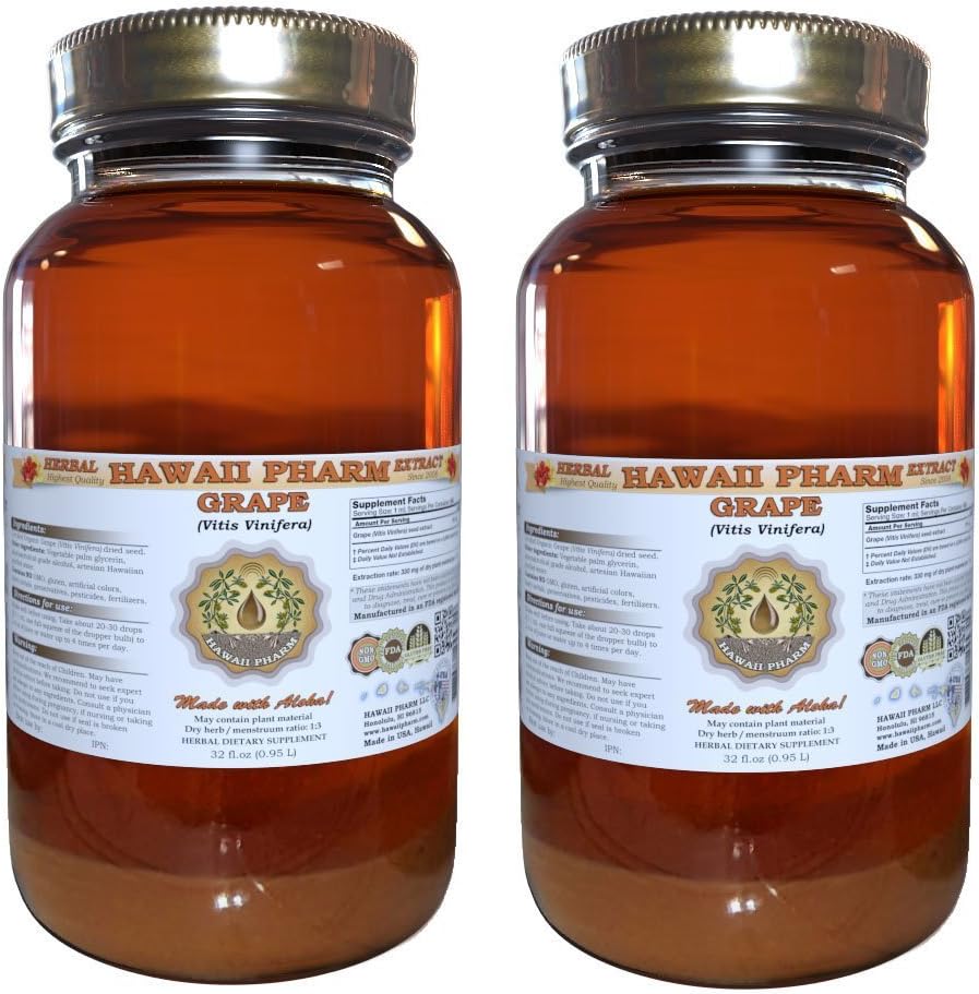Rypäleöljyuute, viinirypäle (Vitis Vinifera) Siementä Tincture Supplement 2x32 oz suodattamaton