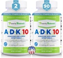 Power By Naturals ADK-vitamiinilisä ... ADK 10 High Potency with vitamiins A, D3 10 000 IU & K2 MK7 for Superior Heart, Immuno & Bone Health Support 