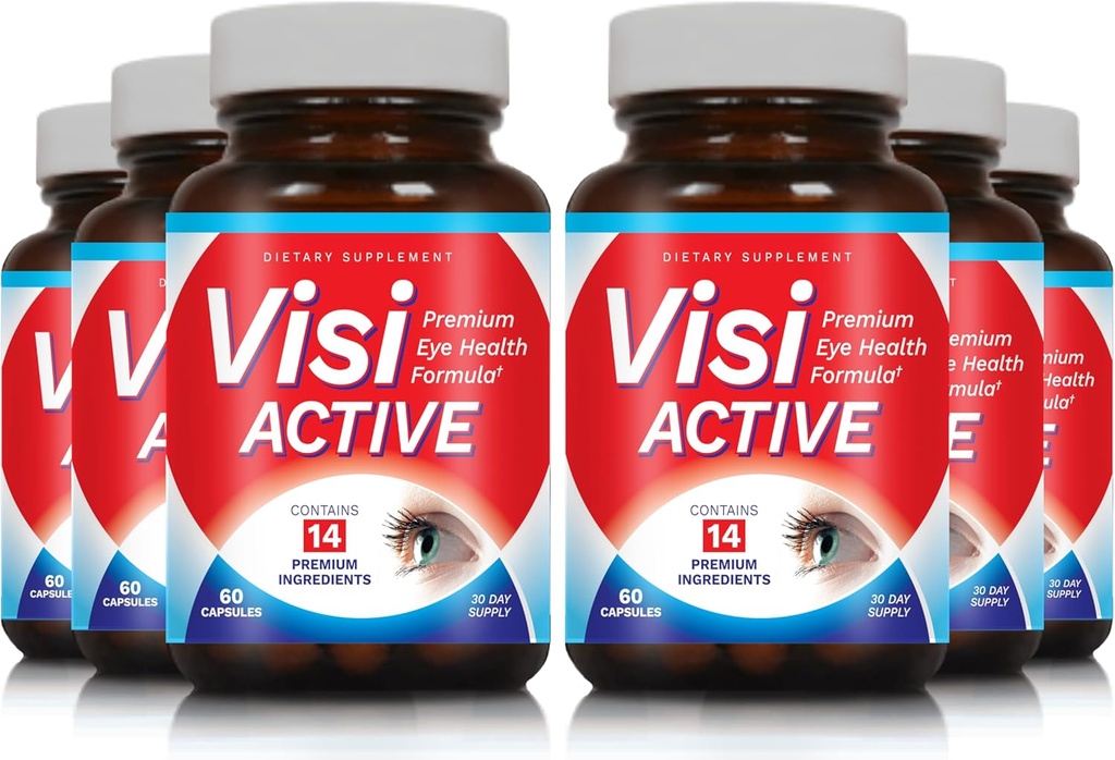Vision Support Supplement - Eye Health Formula L-Tartrate, Resveratrol, Mustikkauute, Vitamiinit A, C, D & 11 Ainesosat Vision Support - 60 kapselia / pullo - 6 pakkaus