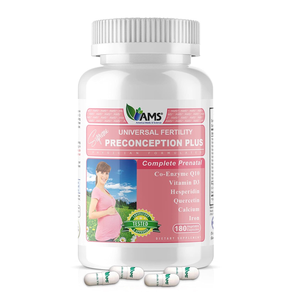 America Medic & Science Preconception Plus (180 kapselia) Käsitys ja hedelmällisyys täydentää ... lääkäri Formuloitu pillereitä tukemaan käsite...