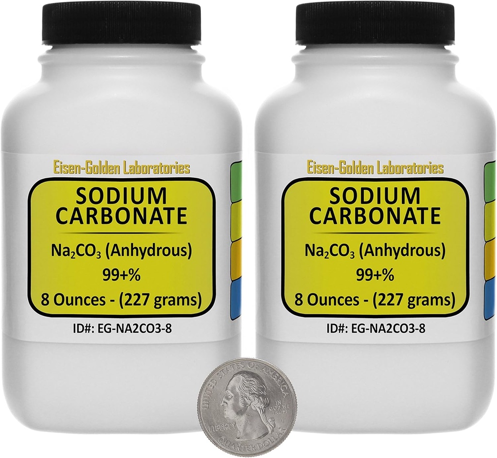 Natriumkarbonat [CNa2O3] 99 +% ACS Grade Powder 1 Lb i två rymdsparflaskor