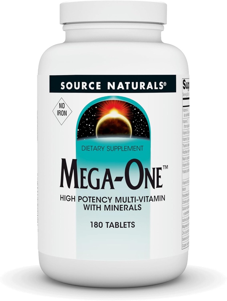 Källa Naturals Mega-One Muti-Vitamin med mineraler, No Iron - 180 tabletter