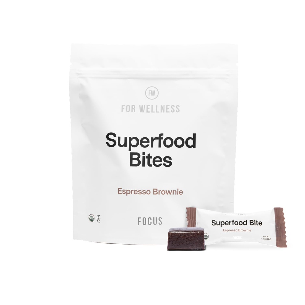 For Wellness Superfood Focus Bites (10 Count), Cocoa espresso Brownie ... vähentää väsymystä, parantaa digestiota ja tukea aivojen toimintaa