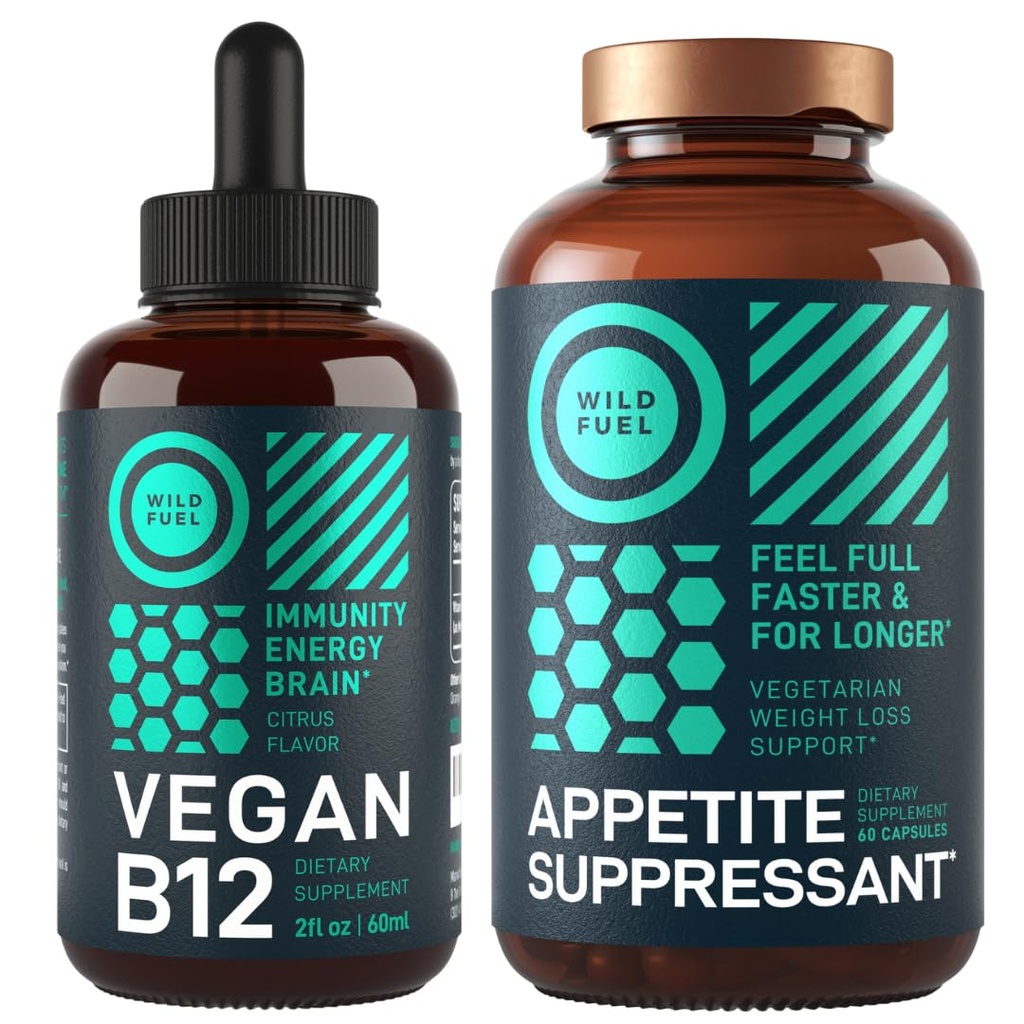 WILD POLTTOAINE ruokahalua Suppressantti laihtuminen ja vegaaninen B12 nestemäinen Bundle