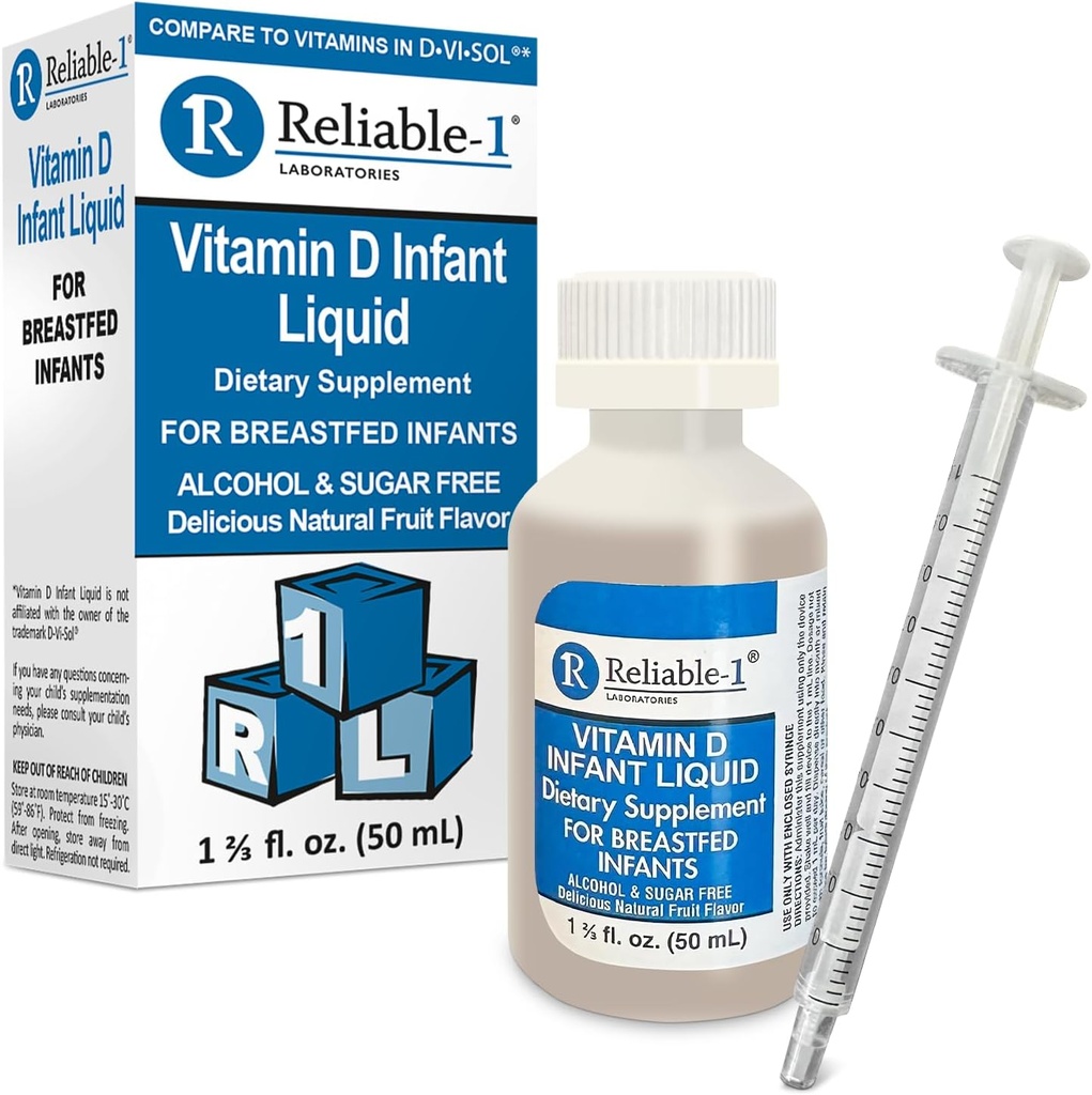 Tillförlitliga-1 Laboratories Infant Liquid Vitamin-D Drops (Natural Fruit Flavoring) Sugar & Alkohol Gratis, för Bröst Feeding Babies 0-12 Månader och Upp