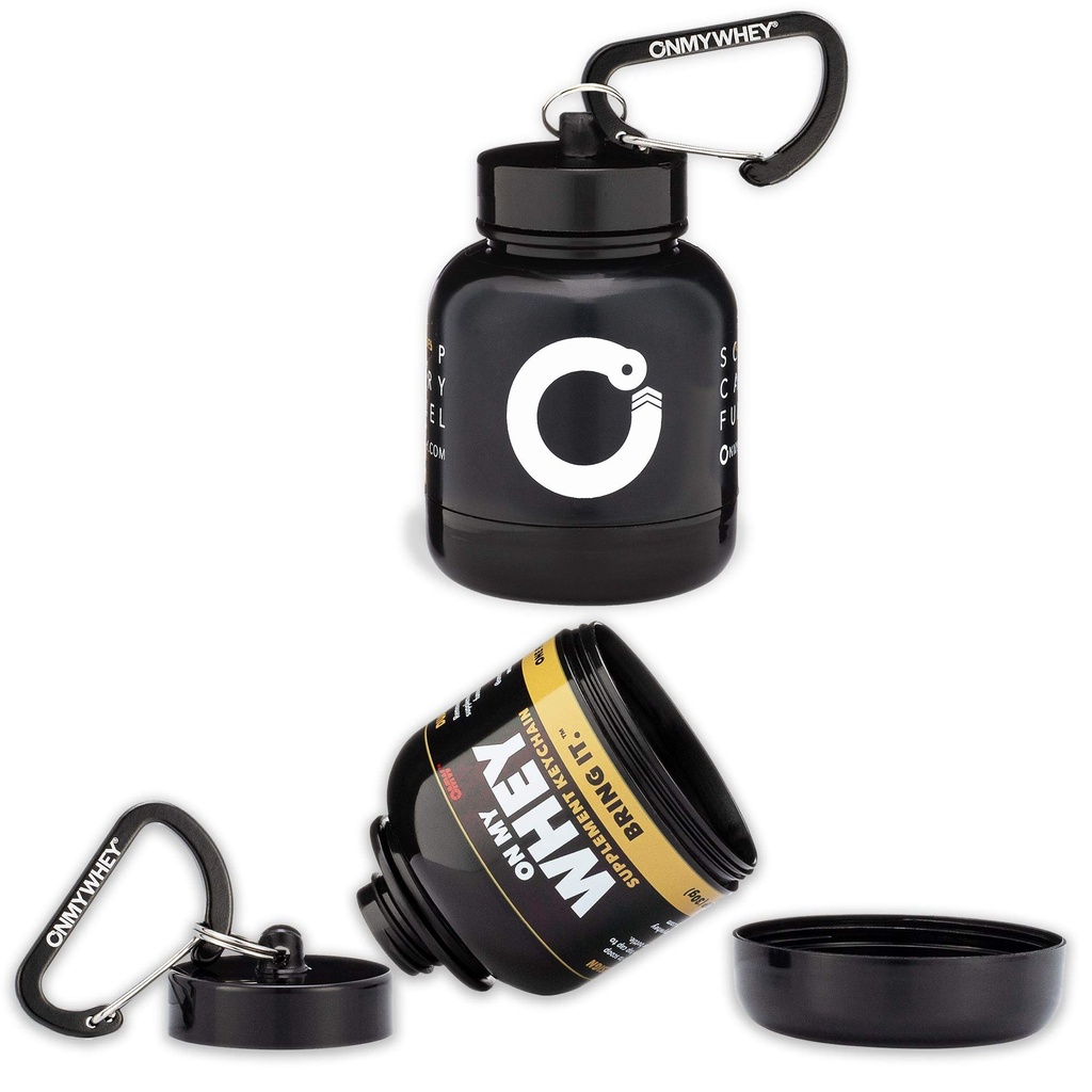 OnyWhey - Protein Powder and Supplement Funnel Keychain, Portable to-Go Container for The Gym, Trenouts, Fitness, and Travel - TSA Hyväksytty, Combo 2-Pack w/ 1 Moderni & 1 Classic