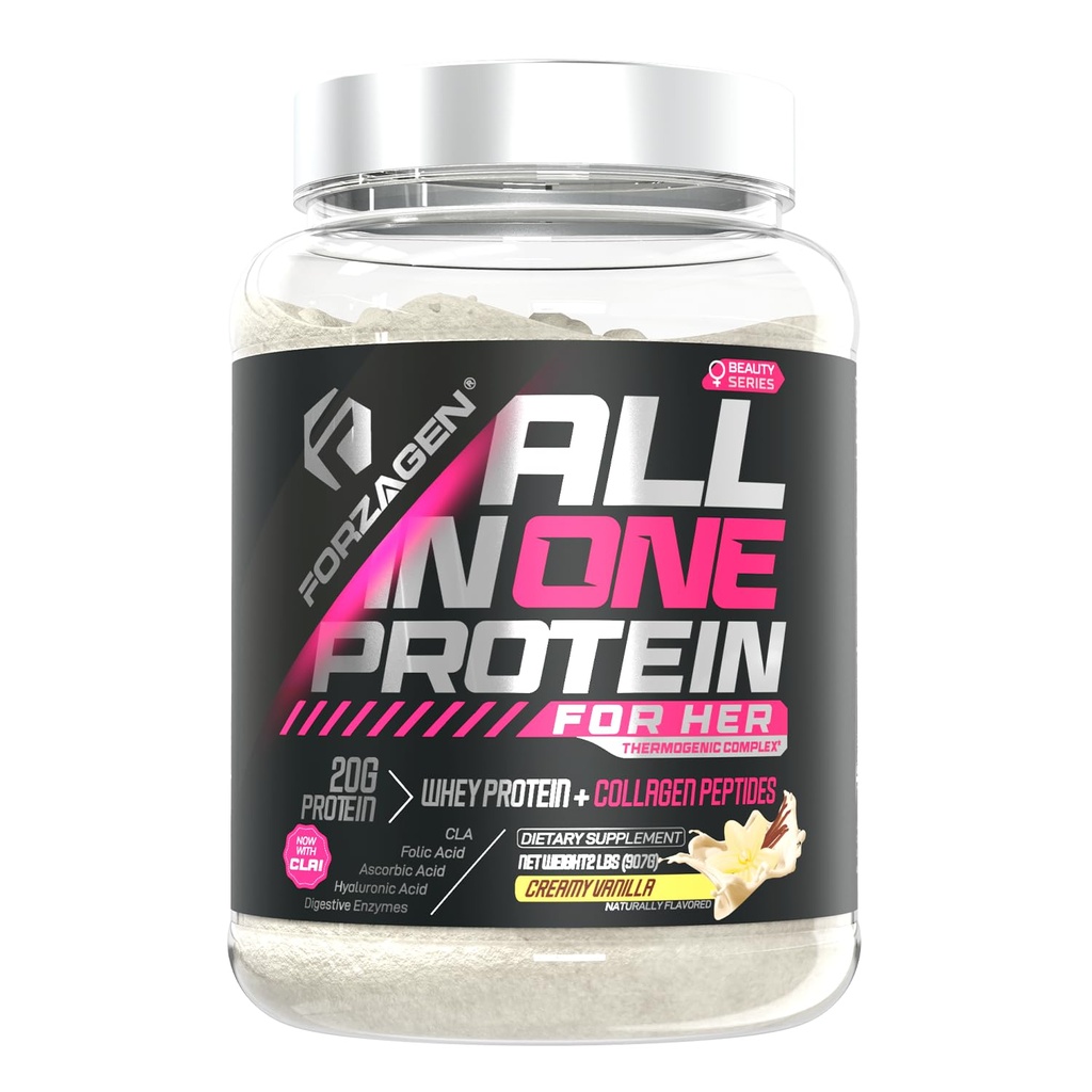 Forzagen All in One Protein hänen Naisten Protein Powder Multi Collagen Peptides . Hydrolysed Collagen Supplement, Gut Health, Great Pre & Post harjoitus Vanilla, 30+ Palvelukset