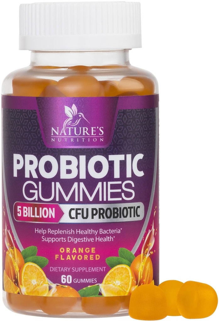 Probiootti Gummies for Women & Men's Digestive Health, 5 miljardia PMY, Paras Daily Probiootit Gummy for Vaginal, Immunosupport & Gut Health, tukee satunnaista ummetus Kaasun ja turvotusta, 60 Gummy