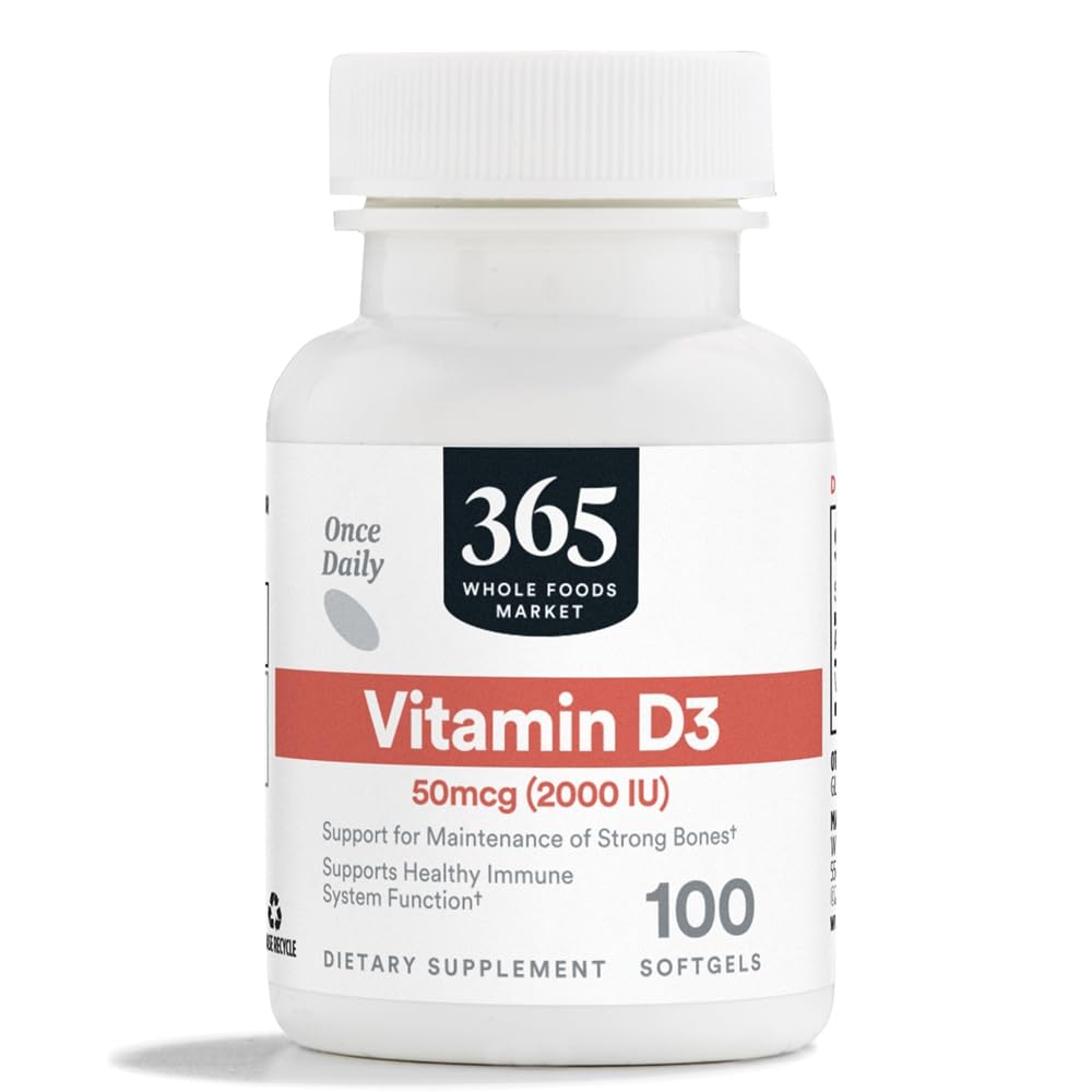 365 av Whole Foods Market, vitamin D3 Softgels, 2000 IE, 100 CT