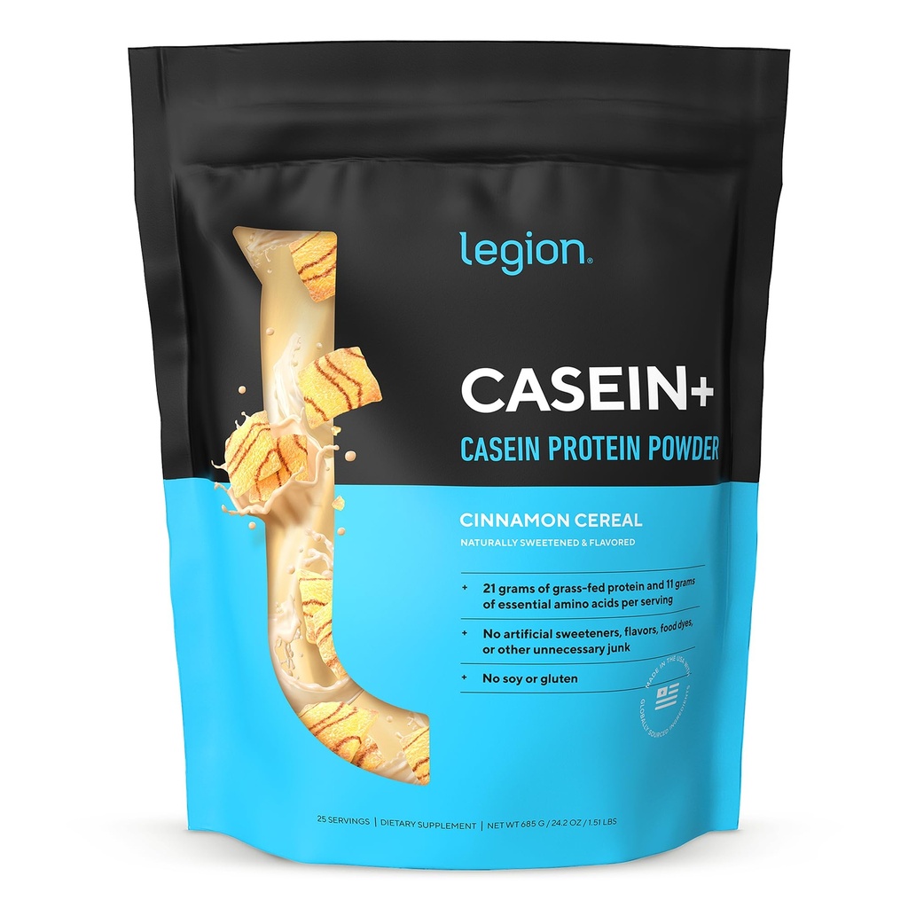 LEGION Casein + Casein Protein Powder (Cinnamon Cereal) - Slow-Release Micellar Protein Powder - Non-GMO, Gluten-Free & Naturally Sweetened Powder från Grass-Fed Cows