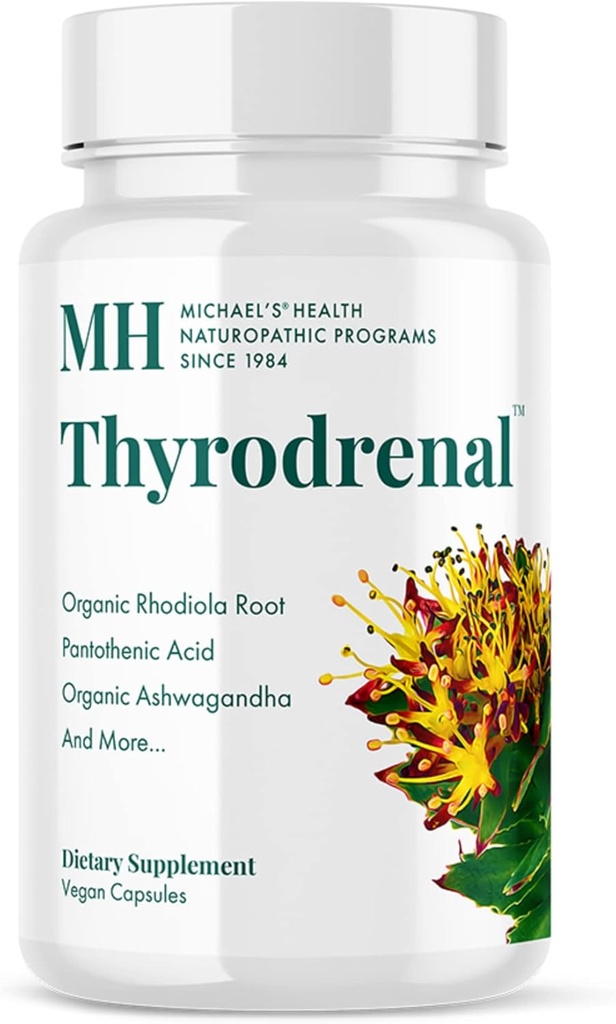 MICHAELs hälsonaturopatiska program Thyrodrenal - 120 Vegan kapslar - Stöder sköldkörtel & Adrenal Health - med vitamin C - 60 portioner