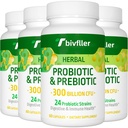 Probiotika för kvinnor män- 300 miljarder CFU, 24 Strains Probiotic + 15 Organiska örter Prebiotika Blend, Pre och Probiotika, för Digestive Health, Immune & Gut, Diarrhea, Bloating, Vegan, 8 månaders leverans