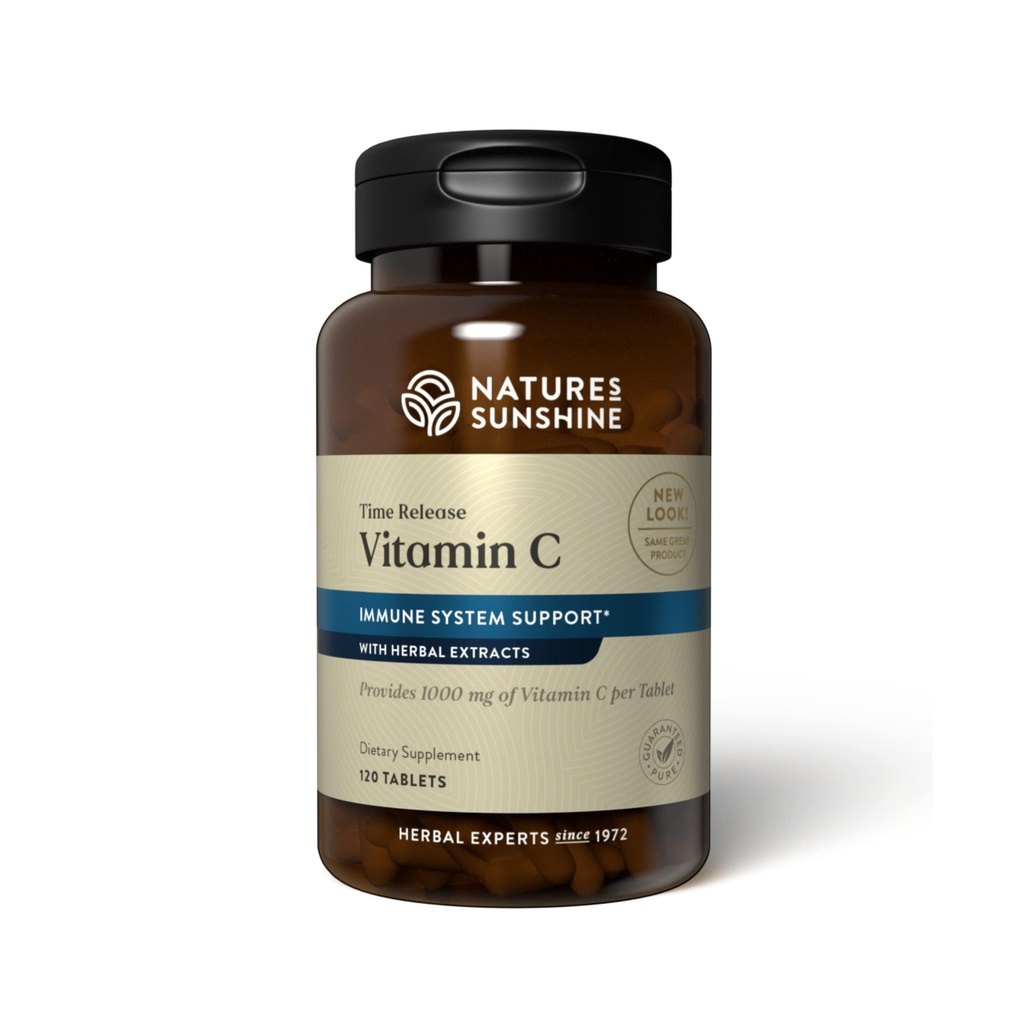 Natures Sunshine Vitamin C Time Release, 1000 mg, 120 tabletter | Stöder immunsystemet och Quench farliga fria radikaler