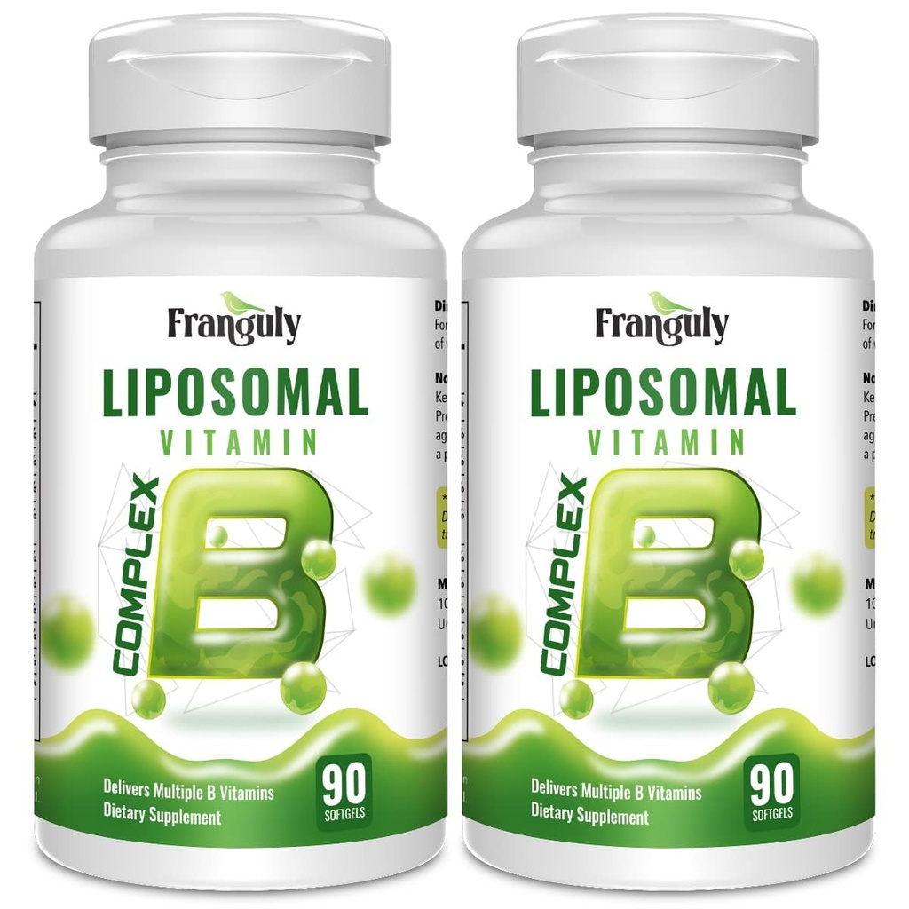 Liposomaalinen B-kompleksi, joka on suunniteltu korkeaa imeytymistä varten B-vitamiinit koliini-inositoli B1, B2, B3, B5, B6, biotiini-, folaatti-, metyloitu B12- immuuni-, energia-, aivo- ja sydäntuki 180 Softgels