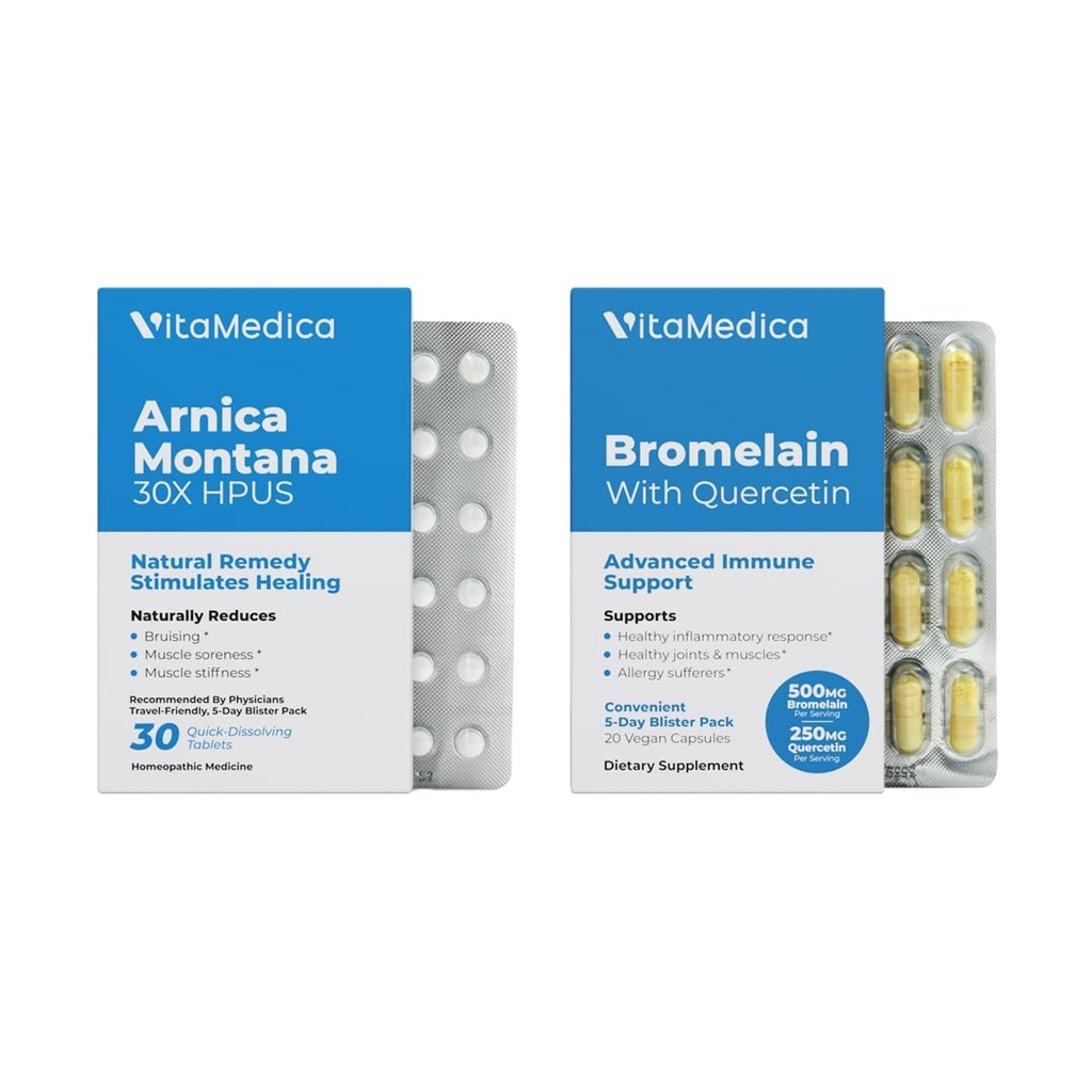 VitaMedica Arnica ja bromelain läpipainopakkaukset Bundle ... post kirurgia ja lihasten Recovery...