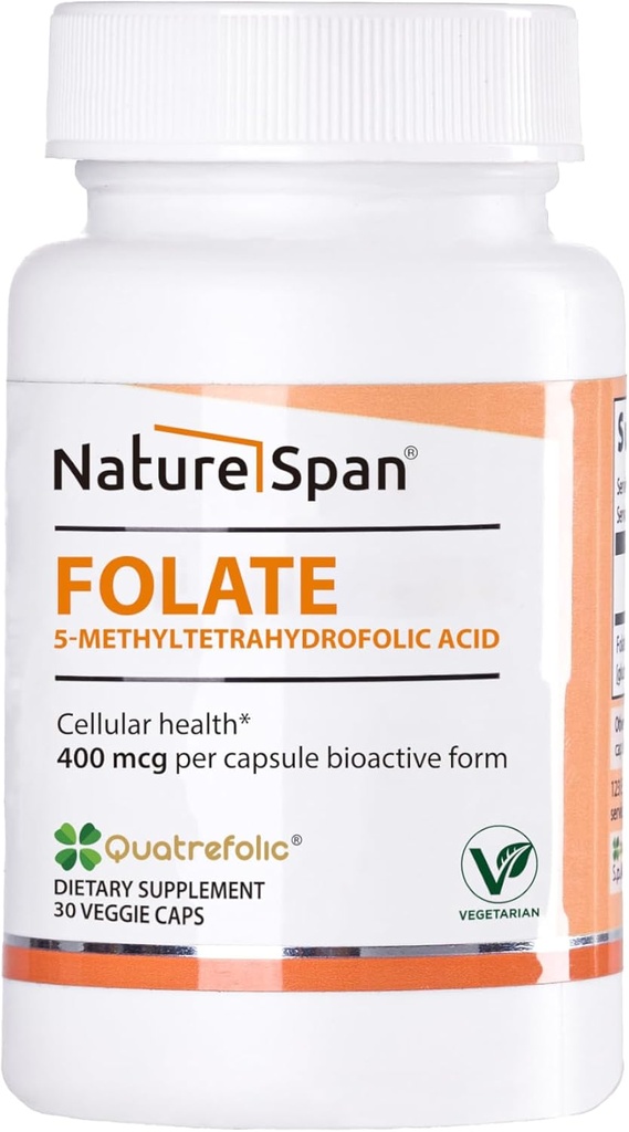 Aktiivinen 6S-5-metyylitetrahydrofoolihappo-400 mikrog,Promote Protein tuotanto, punasolujen tuotanto ja sikiön epämuodostumien ehkäisy,30 kapselia