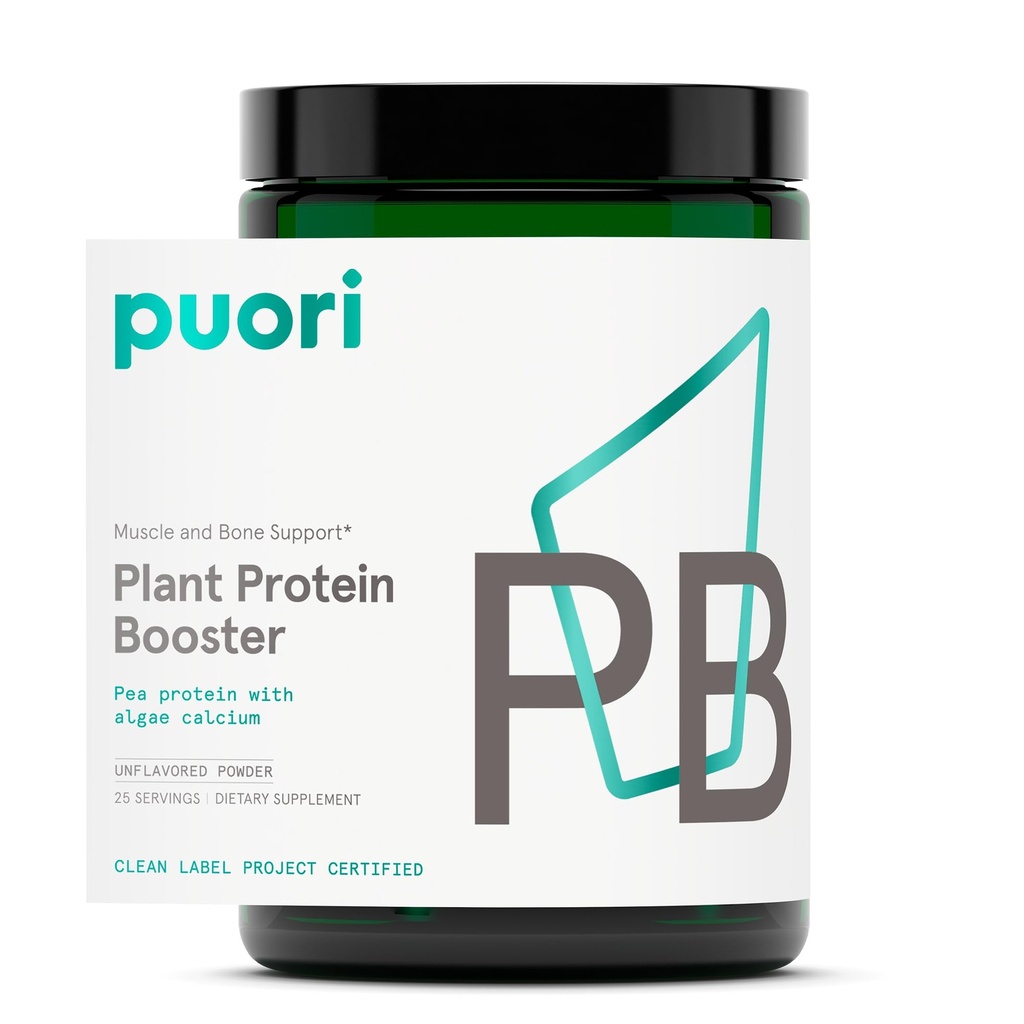 Puori Vegan Plant Protein Enhancer Powder - 25 Tarjoukset - Neutraali Flavor Pea Protein Algae Kalsium Essential aminohapot - Maitotuotteet, Kasvisruoka, Ei GMO