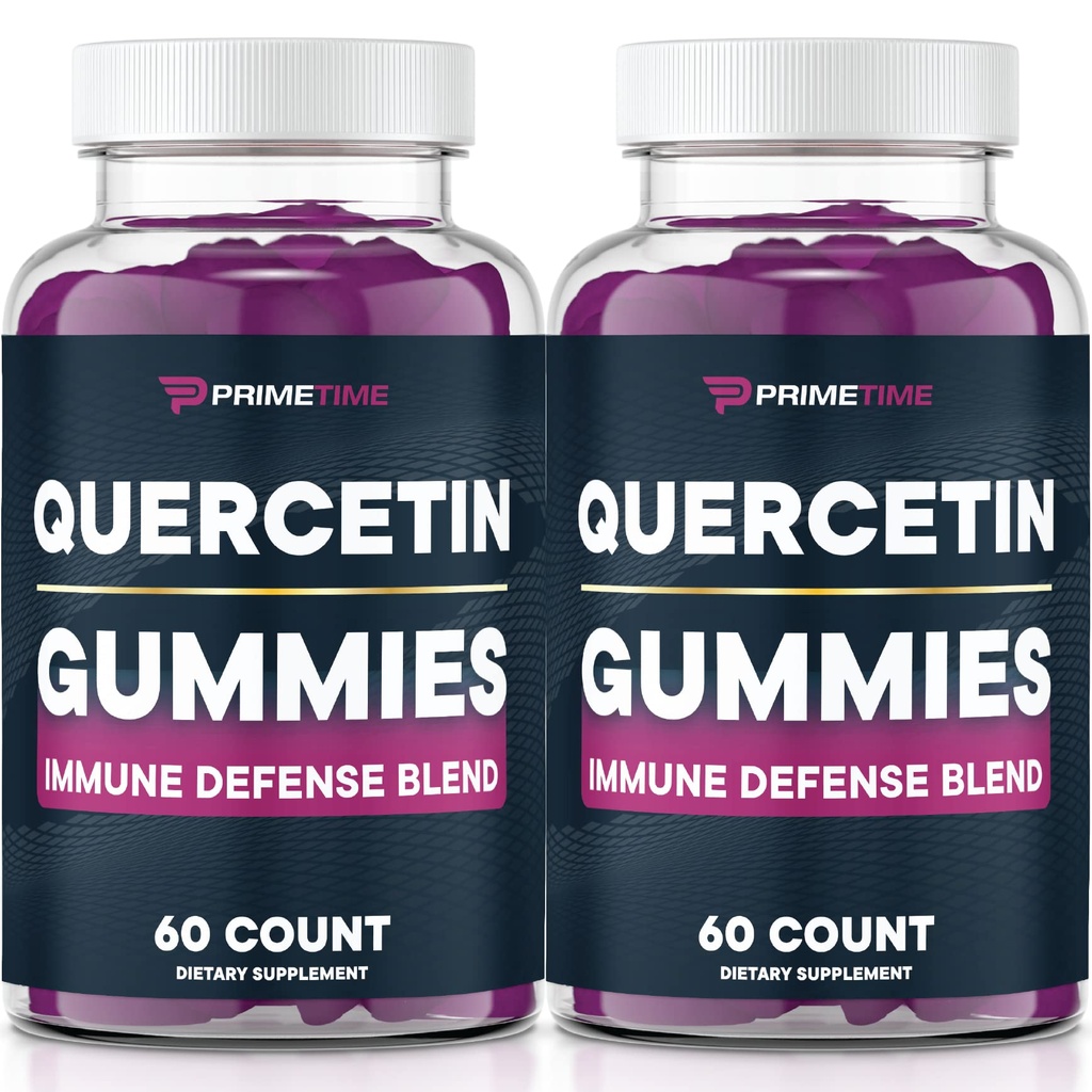 Primetime Sports Quercetin + Sinkki + C-vitamiini 1000 mg Gummies täydentää Elderberry, Flavonoid-vitamiinia lapsille Aikuiset Immuniteetti, Immuunituki Gummy Booster Vegan (2 pakkaus) 60 Luku (Pakkaus 2)