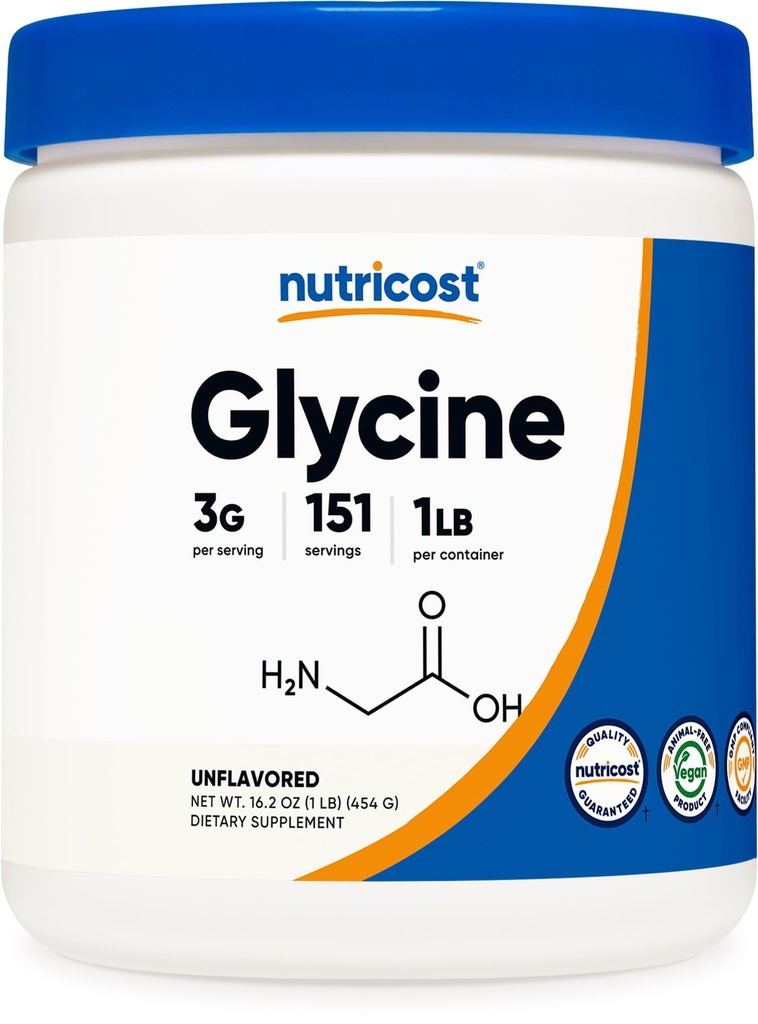 Nutricost Glysiinijauhe 1lb - ei-GMO, gluteeniton