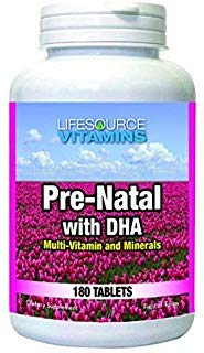 LifeSource vitamiineja pre-Natal Multi-Vitamins ja Minerals DHA - äiti ja vauva terveys - 180 tablettia
