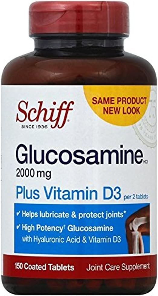 Schiff Glukosamiini 2000 mg D3-vitamiinin ja hyaluronihapon kanssa, 150 tablettia - Joint Supplement