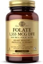 Solgar Folate 1,333 mcg DFE (Folic Acid 800 mcg) - 250 tabletter - Prenatal Support - Non-GMO, Vegan, Gluten Free, Dairy Free, Kosher - 250 portioner