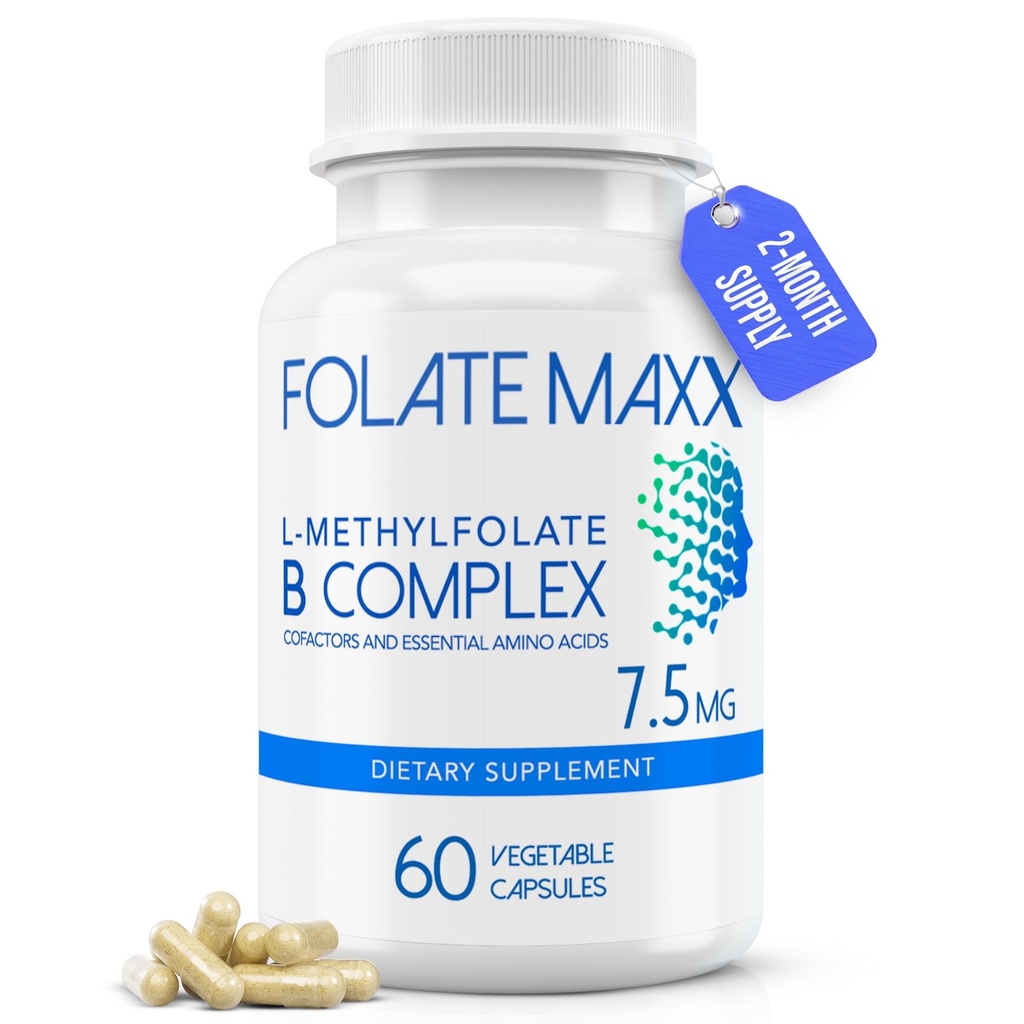 L-Metyylifolaatti + B12 Methylcobalamiini & B6 Blend (7, 5 mg) - 60 kapselia - Aktiivinen B-komplex kofaktorien ja keskeisten Aminohappojen kanssa - Ei muuntogeenisiä organismeja, ei täyteaineita