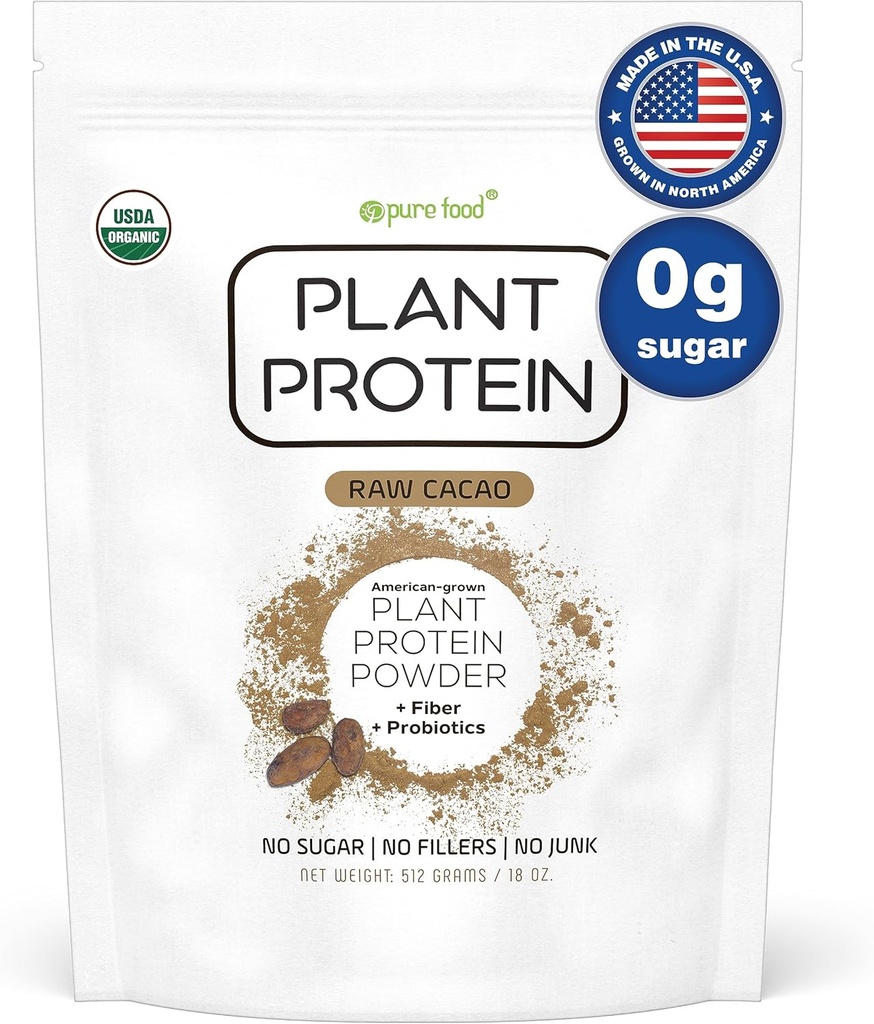 Ren mat: Växtbaserad proteinpulver med probiotika | Organisk, ren, all naturlig, vegan, vegetarisk, hel superfood näringstillskott med inga tillsatser | Keto (Chocolate)