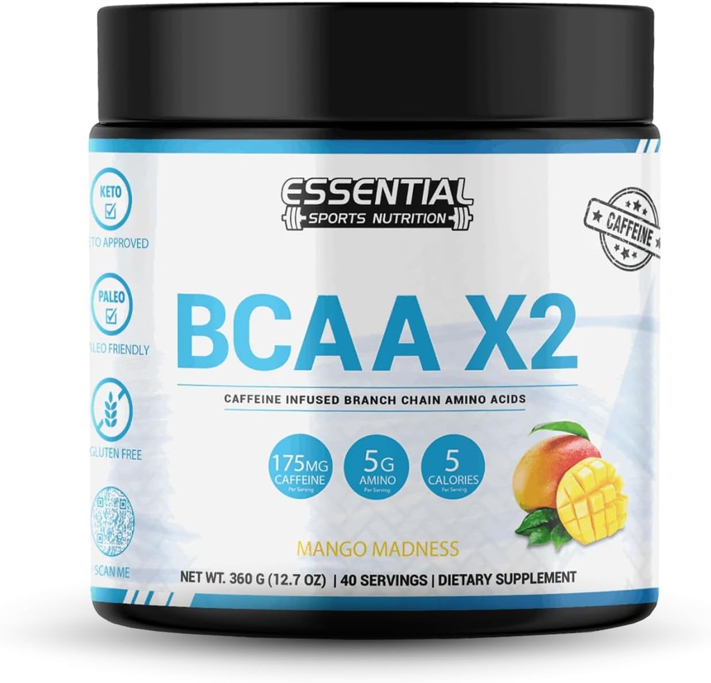 BCAA sisältää 175 mg kofeiinia 40 Keto-Approved, ei-GMO, gluteeniton täydentää Peach-Mango maku