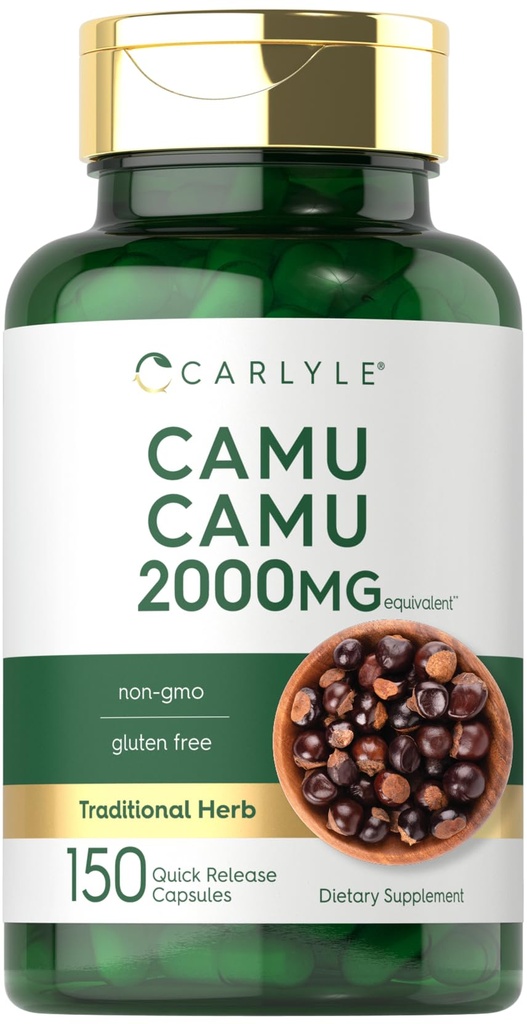 Carlyle Camu Camu med vitamin C | 2000mg | 150 kapslar | Herb Extract Supplement | Myrciaria Dubia | Non-GMO och Gluten Free