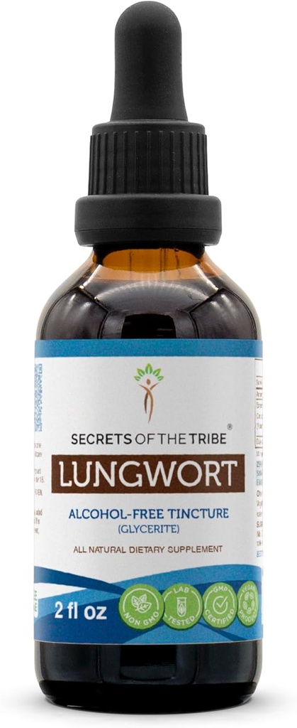 Heimon Lungwort alkoholiton nesteuute, Lungwort (Pulmonaria officinalis) Kuivattu Leaf Tincture Supplement 2 oz