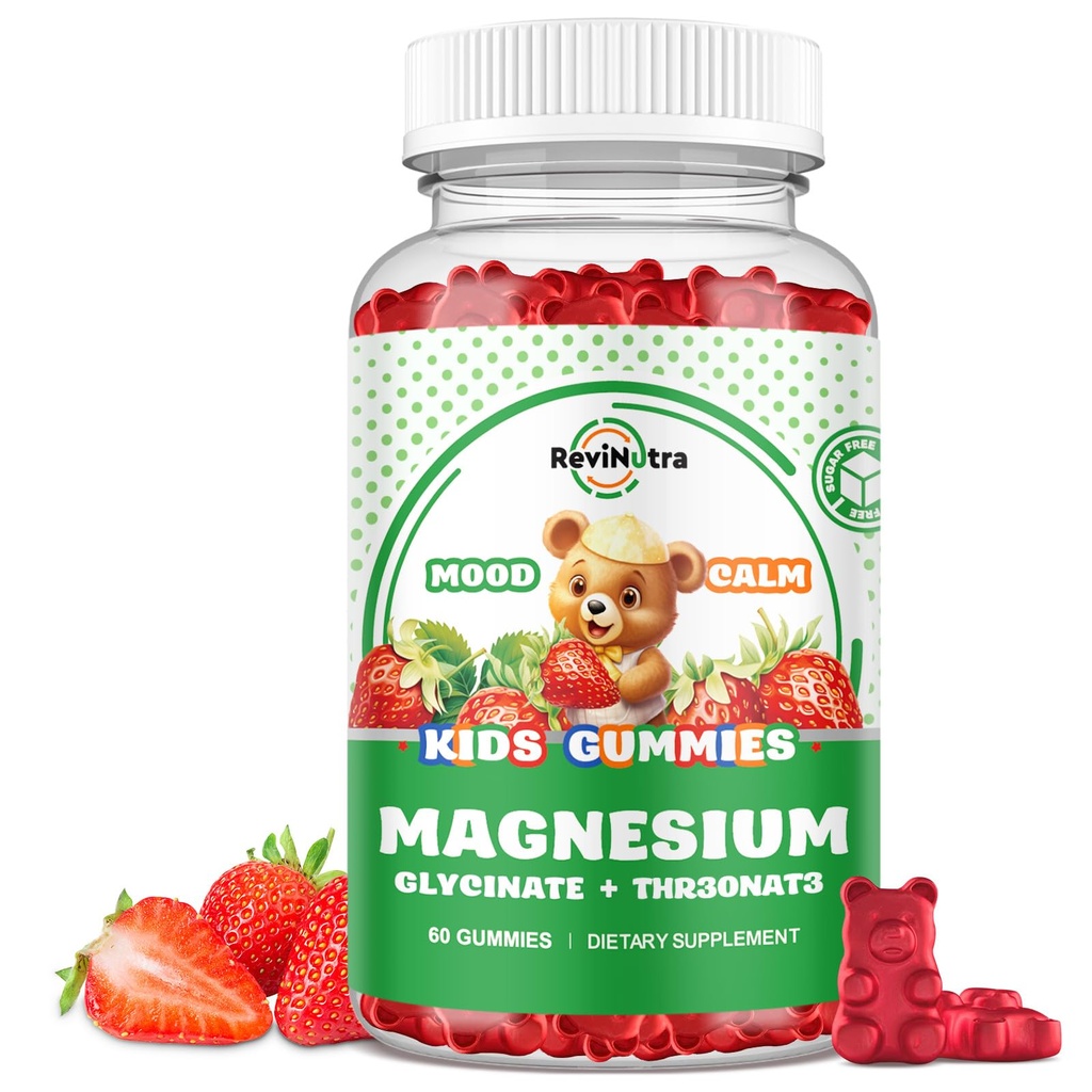 Magnesium Complex Gummies - rauhallinen pureskeltavia Gummies lapsille & aikuisille- Magnesium Glycinate täydennysosa-w / Omega-3, B6-vitamiini, D3-tuki rauhoittaa stressiä lievittää, luut, mieliala, mansikka maku