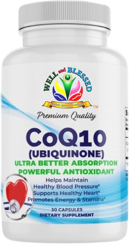 CoQ10 (Ubikinoni) - 30 kapselia - Ultra Better Absorptio Formula - Edistää energiaa ja kestävyyttä - Vegan ja kasvissyöjä Friendly - vapaa keinotekoisista lisäaineista