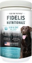 FIDELIS Skin & Coat Plus+ Dog Skin & Coat Supplement, Omega 3, Vitamin E, laxolja för hundar, fettsyror, hälsosam hud, Shiny Coat, vuxen, stor och liten, tillverkad i USA, grönsaksmak, 120 mjuka chews
