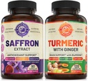 Puhdasta sahramiuutetta & Luomukurkuma (yksi pullo kukin). Tukee Mood, Energy Boost, Metabolic Function. USA Made.