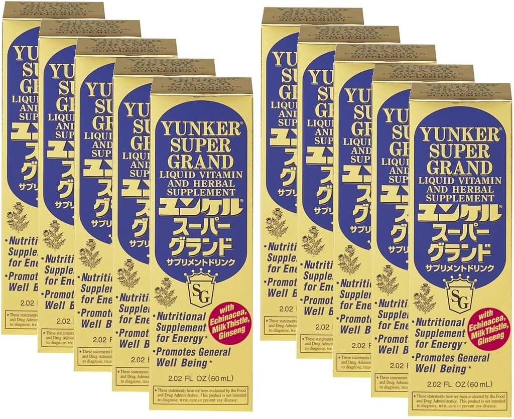 Super Grand, Liquid Vitamiini ja rohdosvalmiste, negy Herbal Lisäravinteet, Kasviperäisen energian Boost, vähentää fyysistä väsymystä ja väsymystä, 2.02 Floz, Valmistettu Japanissa (pakkaus 10)