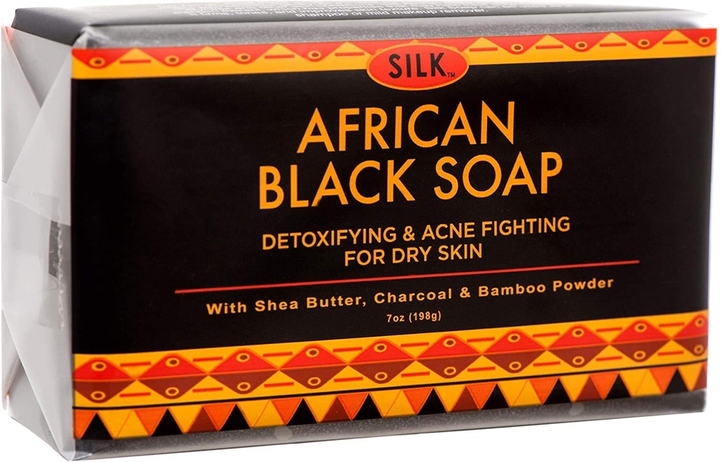 African Black Soap 7oz akne, ekseema, kuiva iho, psoriaasi, arpien poisto, kasvojen ja kehon pesu - Shea Butter, hiilihiili, bamboojauhe