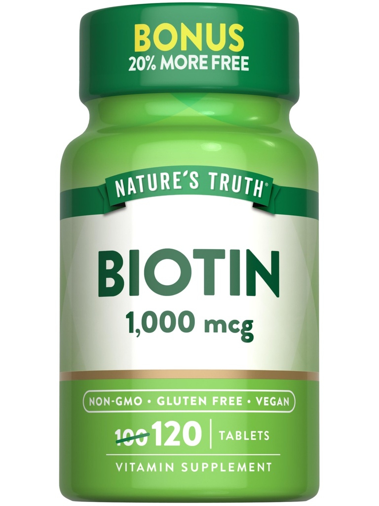 Naturens Sanning Biotin 1000mcg | 120 tabletter | Vegan, icke-GMO, Gluten fri tillägg