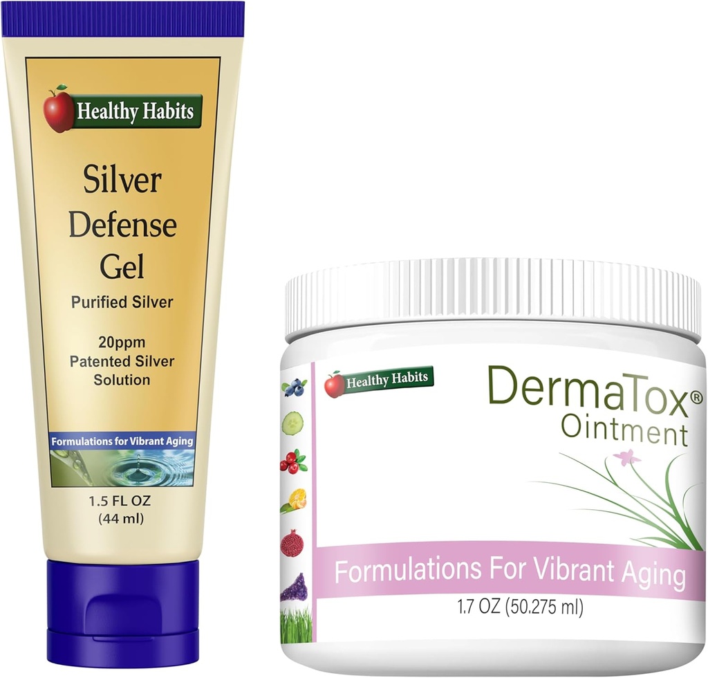 Terveitä tapoja ihonhoito Bundle - 1,78 DermaTox voide ja 1,5 oz Hopea puolustus geeli - Kaikki luonnolliset, kaikki tarkoitukset, turvallinen ja tehokas ihon ravinto