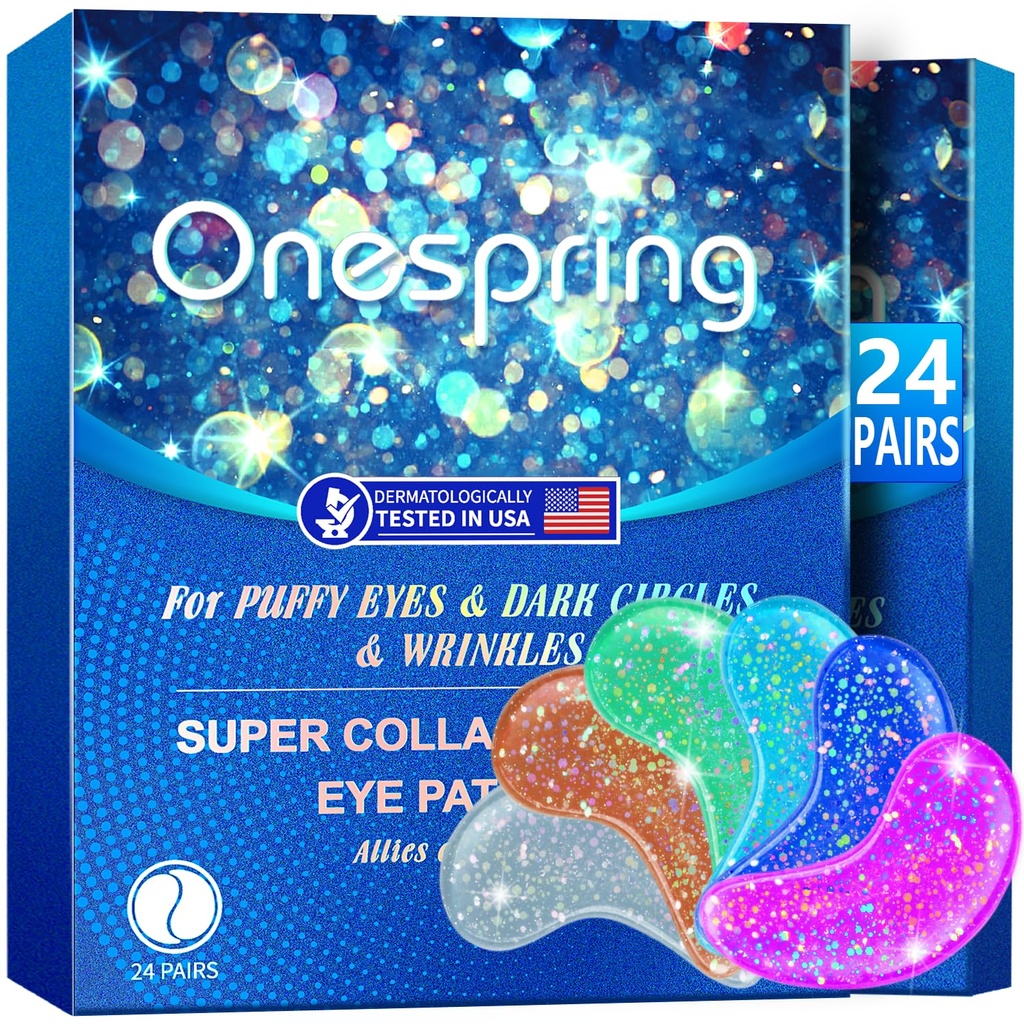 Eye Gel Pads (24 paria) - Under Eye Patches for Puffy Eyes, Rypyt, Tummat ympyrät, Natural Collagen Eye Geels, Under Eye Mask Patchs for Face to Soothe Puffiness, Eye Bags